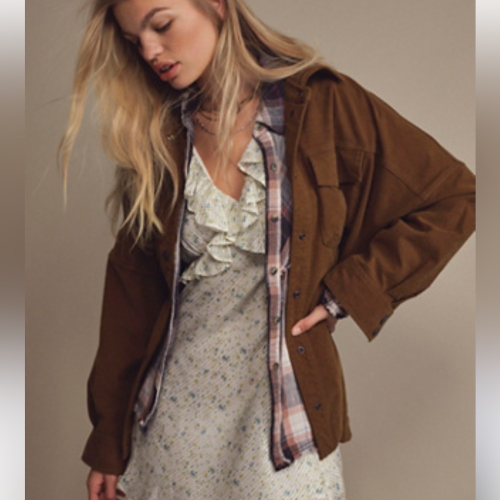 Free People Clyde Shirt Jacket in Moss Size XS